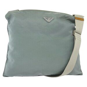 Authentic PRADA Shoulder Bag Nylon Light Blue Silver
